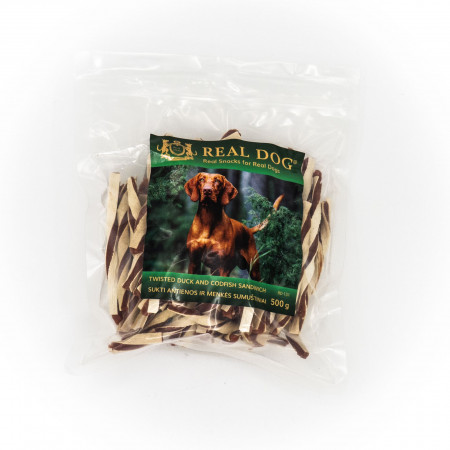 Real Dog SNACKS Sukti antienos ir menkės sumuštiniai 500g|Real Dog