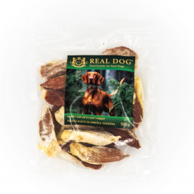 Real Dog SNACKS Triušio ausys su minkšta triušiena 500g