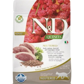 FARMINA N&ampD QUINOA - CAT Dry NEUTERED Duck Broccoli&ampAsparagus ADULT 300 g
