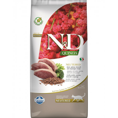FARMINA N&ampD QUINOA - CAT Dry NEUTERED Duck Broccoli&ampAsparagus ADULT 5 kg|Farmina