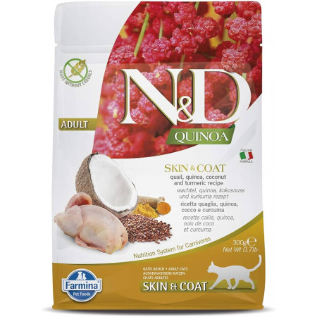 FARMINA N&ampD QUINOA - CAT Dry SKIN&ampCOAT Quail&ampCoconut ADULT 300 g|Farmina
